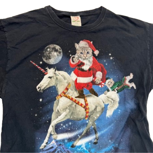Santa Cat Riding Unicorn T-Shirt - Picture 4 of 7